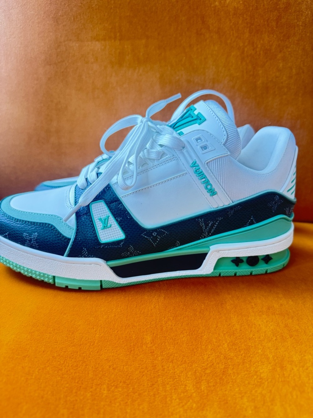 Louis Vuitton White, Teal and Navy Men's Sneakers